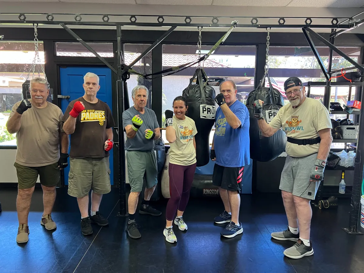 Rock Steady Boxing members ready to train at Wise Owl Fit